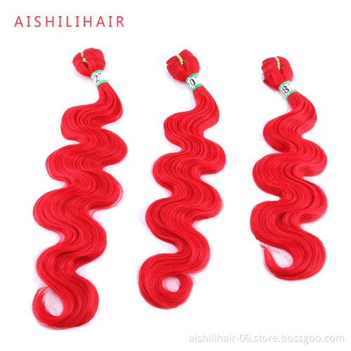 Hight Temperature Synthetic Fiber Braqiding Hair Wigs  Body Wave Pure Color 3pcs One Pack Hair Extention Wig